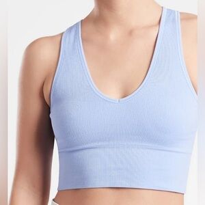 Athleta Aurora Light blue ribbed crop tank bra size S